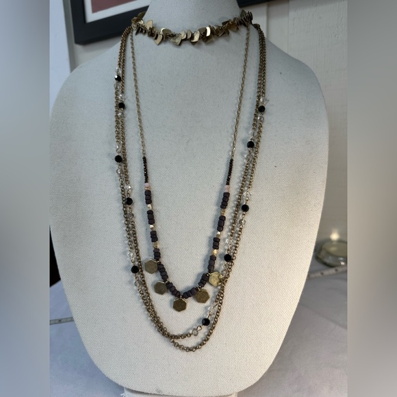 Group of three goldtone neutral style necklaces LOFT and vintage - Picture 1 of 8